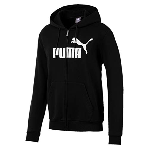 Puma ESS FZ Hoody FL Big Logo Sweatshirt, Hombre, Negro Black, L