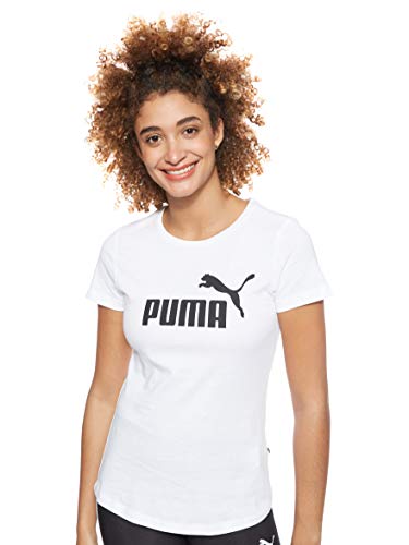 PUMA ESS Logo tee T-Shirt, Mujer, Puma White, L