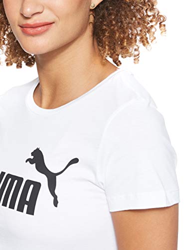 PUMA ESS Logo tee T-Shirt, Mujer, Puma White, S