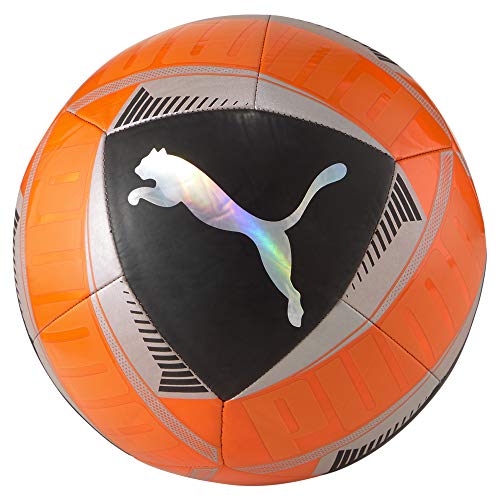 PUMA Icon Ball Balón de Fútbol, Unisex-Adult, Shocking Orange Black Silver, 5 PUMA Icon Ball Balón de Fútbol, Unisex-Adult, Shocking Orange Black Silver, 5