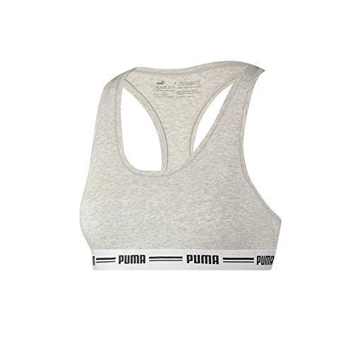 PUMA Iconic Racer Back Bra 1P Ropa Interior, Gris, Medium para Mujer