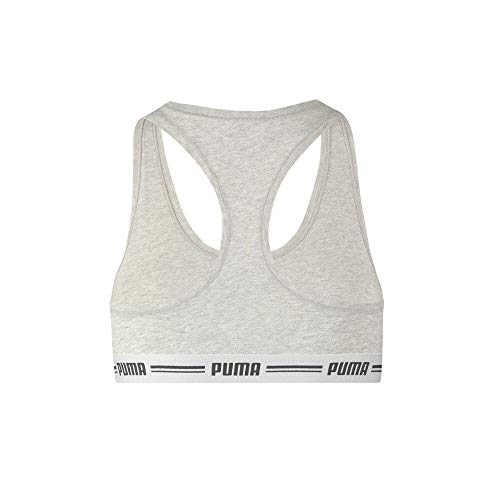 PUMA Iconic Racer Back Bra 1P Ropa Interior, Gris, Medium para Mujer