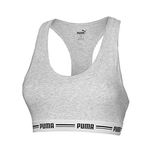 PUMA Iconic Racer Back Bra 1P Ropa Interior, Gris, Medium para Mujer