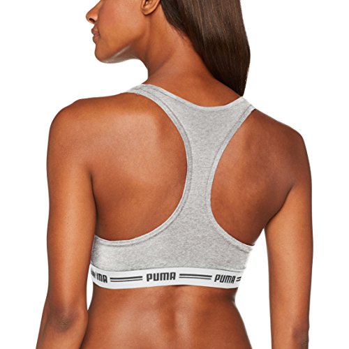 PUMA Iconic Racer Back Bra 1P Ropa Interior, Gris, Medium para Mujer