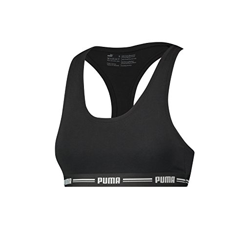 PUMA Iconic Racer Back Bra 1P Ropa Interior, Negro, Extra-Small para Mujer