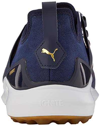 PUMA Ignite Nxt Disc, Zapatos de Golf Hombre, Gris (Peacoat Team Gold/White), 45 EU