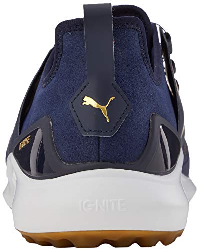 PUMA Ignite Nxt Disc, Zapatos de Golf Hombre, Gris (Peacoat Team Gold/White), 45 EU PUMA Ignite Nxt Disc, Zapatos de Golf Hombre, Gris (Peacoat Team Gold/White), 45 EU