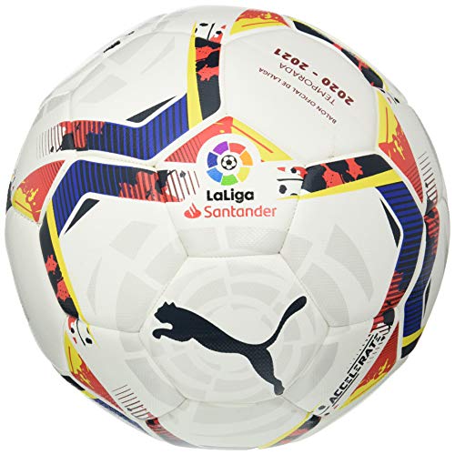 PUMA LaLiga 1 Accelerate Hybrid Ball Balón de Fútbol, Unisex-Adult, White-Multi Colour, 5