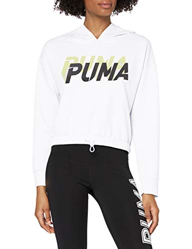 PUMA Modern Sports Hoody Sudadera, Mujer, White-Sunny Lime, M