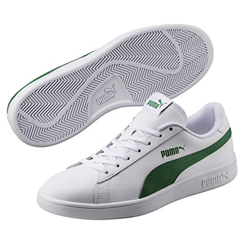 PUMA Smash V2 L, Zapatillas Unisex Adulto, Blanco White/Amazon Green, 42 EU