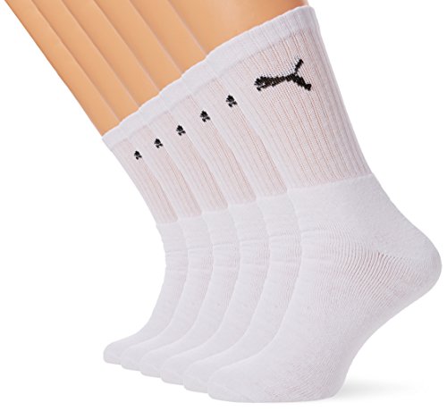 Puma Sport Cush Crew 6P, Calcetines Unisex, Paquete de 6, Blanco (White), EU 43-46 Puma Sport Cush Crew 6P, Calcetines Unisex, Paquete de 6, Blanco (White), EU 43-46