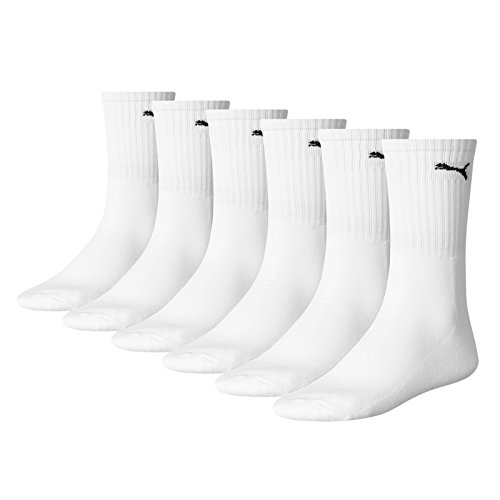 Puma Sport Cush Crew 6P, Calcetines Unisex, Paquete de 6, Blanco (White), EU 43-46 Puma Sport Cush Crew 6P, Calcetines Unisex, Paquete de 6, Blanco (White), EU 43-46