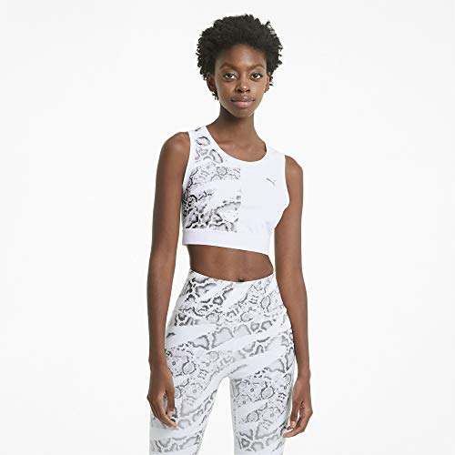 PUMA Train Untmd Crop Tank Camiseta De Tirantes, Mujer, White-Print, S