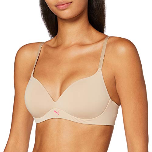 PUMA Women's Soft Padded Bra (1 Pack) Sujetador Acolchado, champán, 100A para Mujer PUMA Women's Soft Padded Bra (1 Pack) Sujetador Acolchado, champán, 100A para Mujer