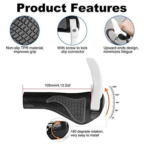 Puños Bicicleta Ergonomicos con Máscara, Wafly 2PCS Puños para Bicicleta de Montaña Con Cuernos Antideslizante Aluminio Caucho Bike Agarre para Bicicleta Moto Montaña MTB BMX Plegable Bicicleta (22mm) Puños Bicicleta Ergonomicos con Máscara, Wafly 2PCS Puños para Bicicleta de Montaña Con Cuernos Antideslizante Aluminio Caucho Bike Agarre para Bicicleta Moto Montaña MTB BMX Plegable Bicicleta (22mm)