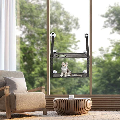 PUPPY KITTY Hamaca para Ventana de Gato Cama Colgante de 6 Ventosas Resistentes para 2 Gatos Capacidad de hasta 15 kg Ahorro de Espacio Negra PUPPY KITTY Hamaca para Ventana de Gato Cama Colgante de 6 Ventosas Resistentes para 2 Gatos Capacidad de hasta 15 kg Ahorro de Espacio Negra