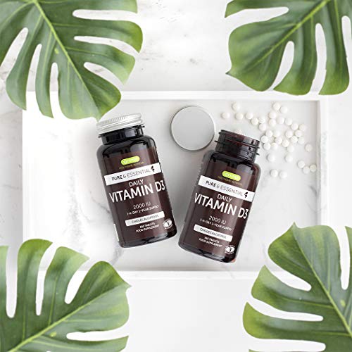 Pure & Essential Vitamina D3 Diaria, colecalciferol 2000 UI, suministro diario para un año, 365 comprimidos Pure & Essential Vitamina D3 Diaria, colecalciferol 2000 UI, suministro diario para un año, 365 comprimidos
