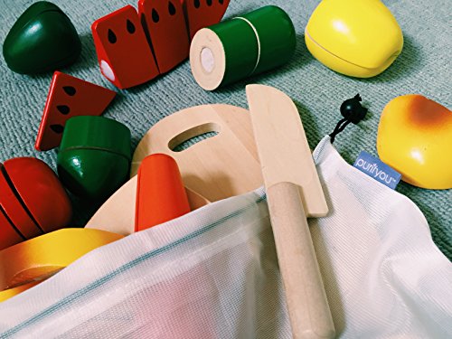 Purifyou - Bolsas de malla reutilizables con costuras dobles, resistentes, con etiquetas que indican el peso y en varios tamaños y diferentes cantidades Purifyou - Bolsas de malla reutilizables con costuras dobles, resistentes, con etiquetas que indican el peso y en varios tamaños y diferentes cantidades