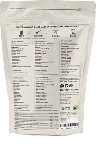 Purition Batido de proteínas de Café y Nogal (500g). Batido para el desayuno Purition Batido de proteínas de Café y Nogal (500g). Batido para el desayuno