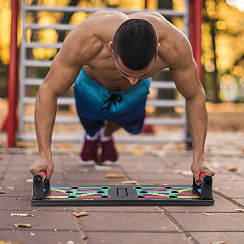 Push Up Rack Board 12 en 1, tablero de rack de push-up portátil plegable, soportes multifuncional para lagartijas de fitness codificados por colores, para muscular al aire libre, ejercicio físico