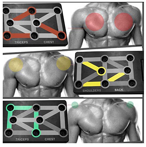 Push Up Rack Board, 9 en 1 Plegable Push Up Training System, codificado por colores, Body Building Stands Board, con 2 toallas absorbentes de sudor, ejercicio hombro espalda tríceps músculos del pecho