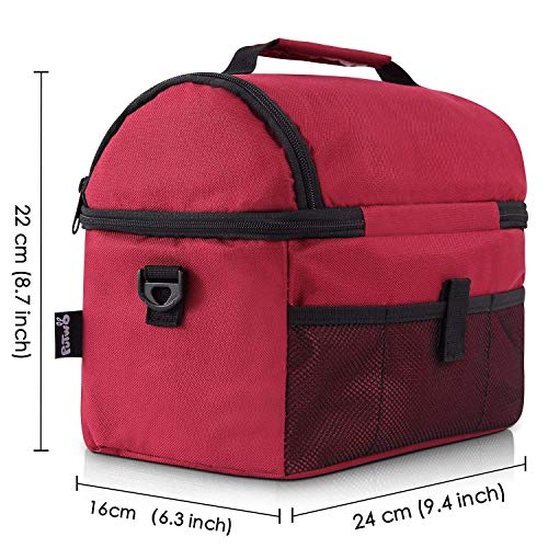 PuTwo Térmica Porta Alimentos 8L Hermética Bolsa Térmica Plegable Bolso Nevera Térmica Tela Bolsas Térmicas para Llevar Comida Nevera Almuerzo para Adulto Niños Trabajo Playa Viaje -Vino Tinto/Rojo