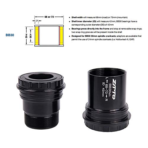 Pvnoocy Soporte inferior para bicicleta, BB30 Rosca MTB Rodamientos de cerámica para marco BB30 68/73 mm Pvnoocy Soporte inferior para bicicleta, BB30 Rosca MTB Rodamientos de cerámica para marco BB30 68/73 mm
