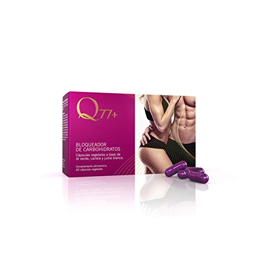 Q77+ BLOQUEADOR DE CARBOHIDRATOS | Pastillas para Adelgazar | Quemagrasas Natural | Perder peso | Efecto Saciante | Con Té verde, Canela, Minerales y Ácido Fólico | 60 cápsulas Q77+ BLOQUEADOR DE CARBOHIDRATOS | Pastillas para Adelgazar | Quemagrasas Natural | Perder peso | Efecto Saciante | Con Té verde, Canela, Minerales y Ácido Fólico | 60 cápsulas