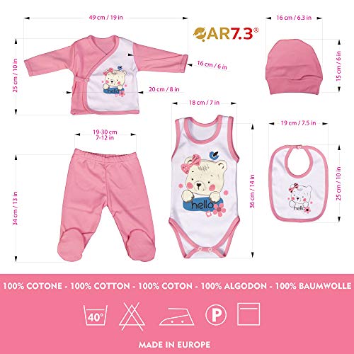 QAR7.3 Ropa Bebe Recien Nacido - 5 Piezas para Niñas 0-3 Meses - Talla 56 - Rosa