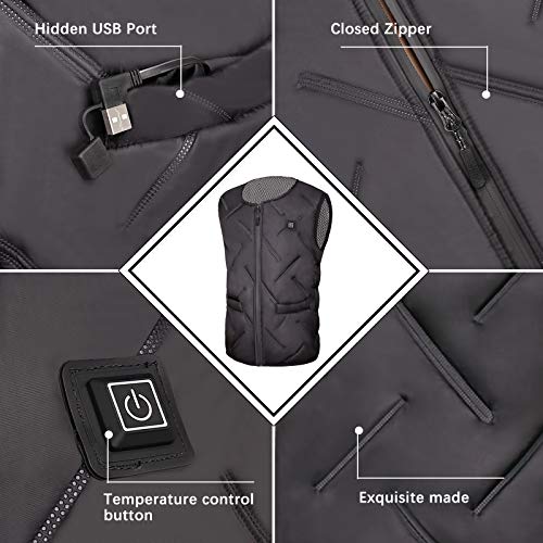 Qdreclod Chaleco Calefactable Chaleco Térmico Electrico para Hombre Mujer con Cable USB Chaleco Eléctrico 5V Chaleco Calefactor con 3 Temperatura Controles para Senderismo Caza Ciclismo Chaquetas Qdreclod Chaleco Calefactable Chaleco Térmico Electrico para Hombre Mujer con Cable USB Chaleco Eléctrico 5V Chaleco Calefactor con 3 Temperatura Controles para Senderismo Caza Ciclismo Chaquetas