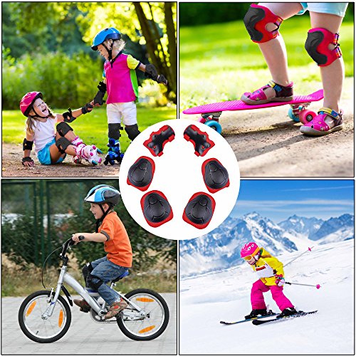 QH-Shop Protecciones de Patinaje para Niños,Niños Kit Protección Ajustable Incluido muñequeras Coderas Rodilleras para Kids Skate BMX Scooter Bicicleta Patines en Linea 6packs