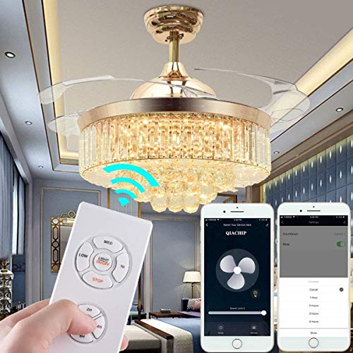 QIACHIP Actualizado WiFi Universal Control Remoto Para Ventilador De Techo De Luz, 3 Velocidades, 4 Temporizadores, Inalámbrico Cambiar Kit, Soporte de aplicaciones, Compatible Para Alexa, Google Casa