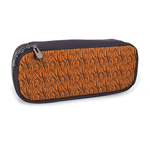 QiangQ Tiger Stripes Orange Pattern Estuche de lápices de cuero Útiles escolares para escolares Útiles de oficina Estudiantes QiangQ Tiger Stripes Orange Pattern Estuche de lápices de cuero Útiles escolares para escolares Útiles de oficina Estudiantes