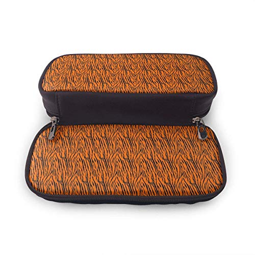 QiangQ Tiger Stripes Orange Pattern Estuche de lápices de cuero Útiles escolares para escolares Útiles de oficina Estudiantes QiangQ Tiger Stripes Orange Pattern Estuche de lápices de cuero Útiles escolares para escolares Útiles de oficina Estudiantes