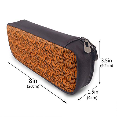 QiangQ Tiger Stripes Orange Pattern Estuche de lápices de cuero Útiles escolares para escolares Útiles de oficina Estudiantes QiangQ Tiger Stripes Orange Pattern Estuche de lápices de cuero Útiles escolares para escolares Útiles de oficina Estudiantes