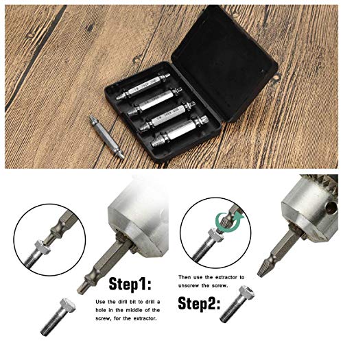 Qibaok extractor de tornillos velocidad de salida de 5 piezas de extractores de tornillos de perforación del taladro bits puestos de retirada de los tornillos rotos o dañados Qibaok extractor de tornillos velocidad de salida de 5 piezas de extractores de tornillos de perforación del taladro bits puestos de retirada de los tornillos rotos o dañados
