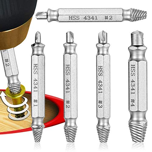 Qibaok extractor de tornillos velocidad de salida de 5 piezas de extractores de tornillos de perforación del taladro bits puestos de retirada de los tornillos rotos o dañados Qibaok extractor de tornillos velocidad de salida de 5 piezas de extractores de tornillos de perforación del taladro bits puestos de retirada de los tornillos rotos o dañados