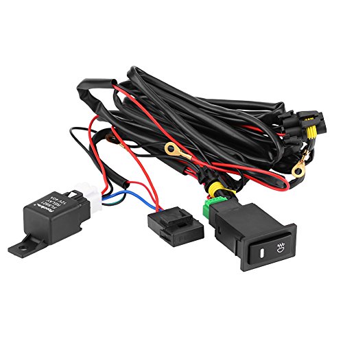 Qiilu 12V Universal Coche LED Interruptor de encendido/apagado de la luz de niebla Kit de Relé de fusible del arnés de cableado