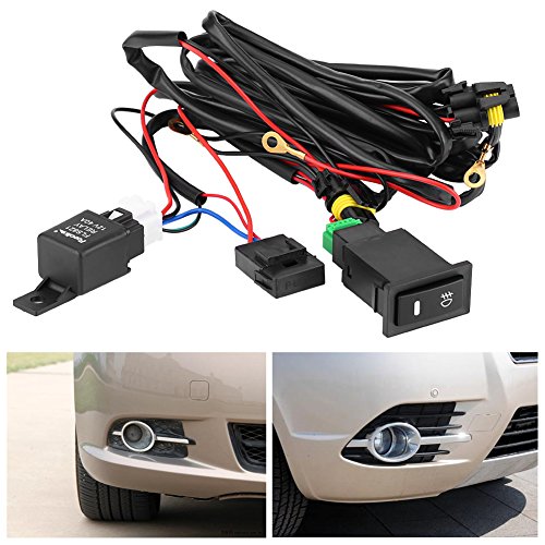 Qiilu 12V Universal Coche LED Interruptor de encendido/apagado de la luz de niebla Kit de Relé de fusible del arnés de cableado Qiilu 12V Universal Coche LED Interruptor de encendido/apagado de la luz de niebla Kit de Relé de fusible del arnés de cableado