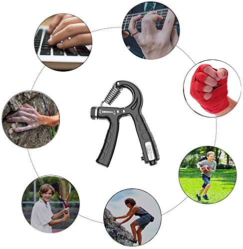 QIMMU Fortalecedor de Agarre de Mano Kit,Fortalecedores de Mano,Hand Grip,Agarrador de Mano Ajustable para Entrenamiento Antebrazo, Muñeca