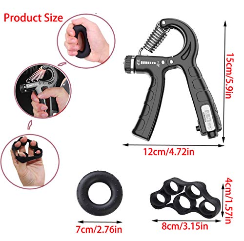 QIMMU Fortalecedor de Agarre de Mano Kit,Fortalecedores de Mano,Hand Grip,Agarrador de Mano Ajustable para Entrenamiento Antebrazo, Muñeca QIMMU Fortalecedor de Agarre de Mano Kit,Fortalecedores de Mano,Hand Grip,Agarrador de Mano Ajustable para Entrenamiento Antebrazo, Muñeca