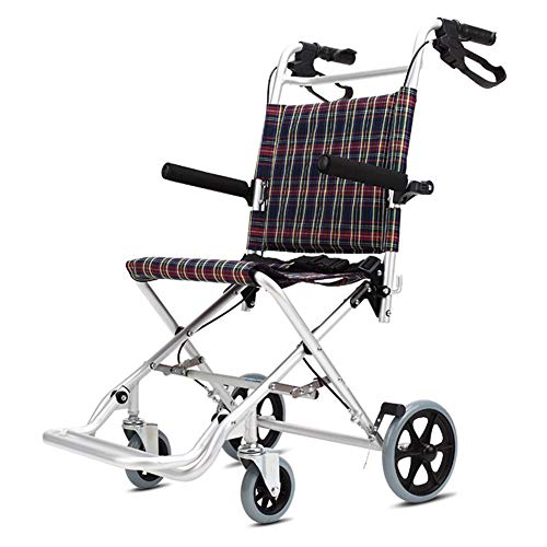 QINAIDI Silla de Ruedas de aleación de Aluminio para Ancianos y niños, Plegable, Ligera, portátil, Scooter,46cm