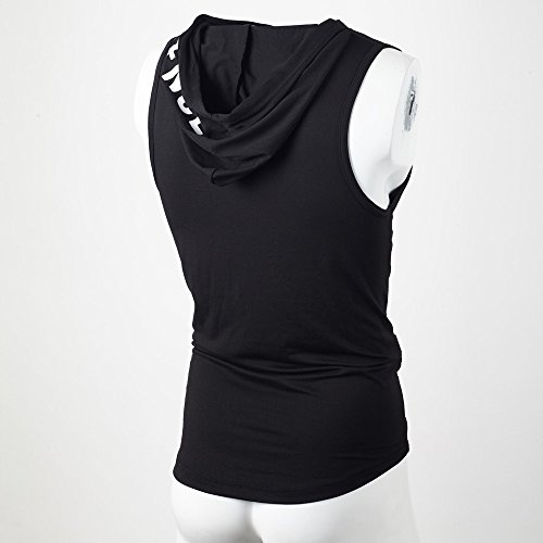 QinMM Camiseta con Capucha de Tirantes Deportes para Hombre, Tops Camisa sin Mangas de Verano Fitness (M, Negro)