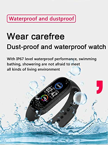 QINQI Pulsera Deportiva Inteligente M5 con Monitor de Frecuencia Cardíaca Detección de Ejercicio Recordatorio de Información Reloj Inteligente a Prueba de Agua para Hombres Y Mujeres