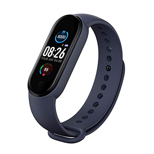 QINQI Pulsera Deportiva Inteligente M5 con Monitor de Frecuencia Cardíaca Detección de Ejercicio Recordatorio de Información Reloj Inteligente a Prueba de Agua para Hombres Y Mujeres