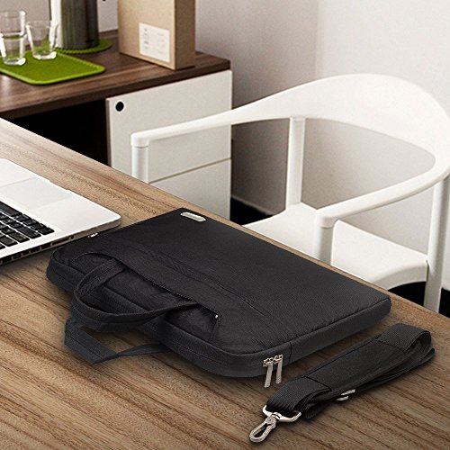 Qishare 13.3-14 Pulgadas Multifuncional portátil Hombro Bolsa maletín portátil de Ordenador portátil Caso Portador de la Ordenador portátil Messenger Caso(13.3-14 Pulgadas,Negro)