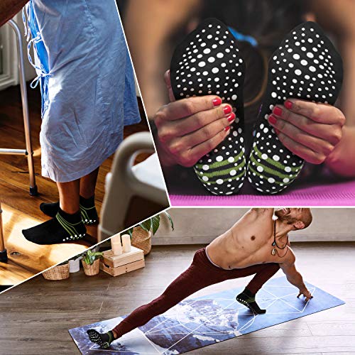 Qishare 2 Pares de Calcetines Antideslizantes para Hombres y Mujeres, Ideales para Yoga, Hospital para Ancianos, Pilates, Embarazo de Maternidad, Barra, trampolín, Zumba, Tai chi y hogar (M)