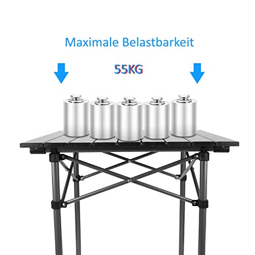 Qisiewell Mesa de Camping Mesa de Playa Plegable de Aluminio al Aire Libre Mesa de Picnic portátil compacta y Ligera para Interiores y Exteriores Camping Picnic Playa Nadar Senderismo Barbacoa