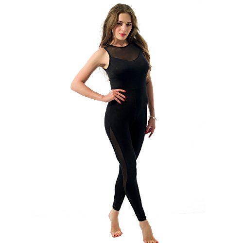 QIYUN.Z Las Mujeres Sin Mangas De Malla Negro Pantalones De Deporte Mosaico De Yoga Mono Sin Espalda QIYUN.Z Las Mujeres Sin Mangas De Malla Negro Pantalones De Deporte Mosaico De Yoga Mono Sin Espalda