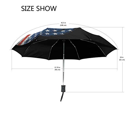 QMIN Paraguas plegable automático, diseño de calavera americana, resistente al viento, protección UV, para viajes, compacto, para mujeres, hombres y niñas